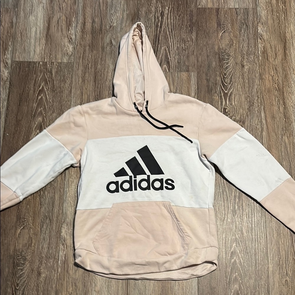 Men’s Adidas Tan and White Hoodie